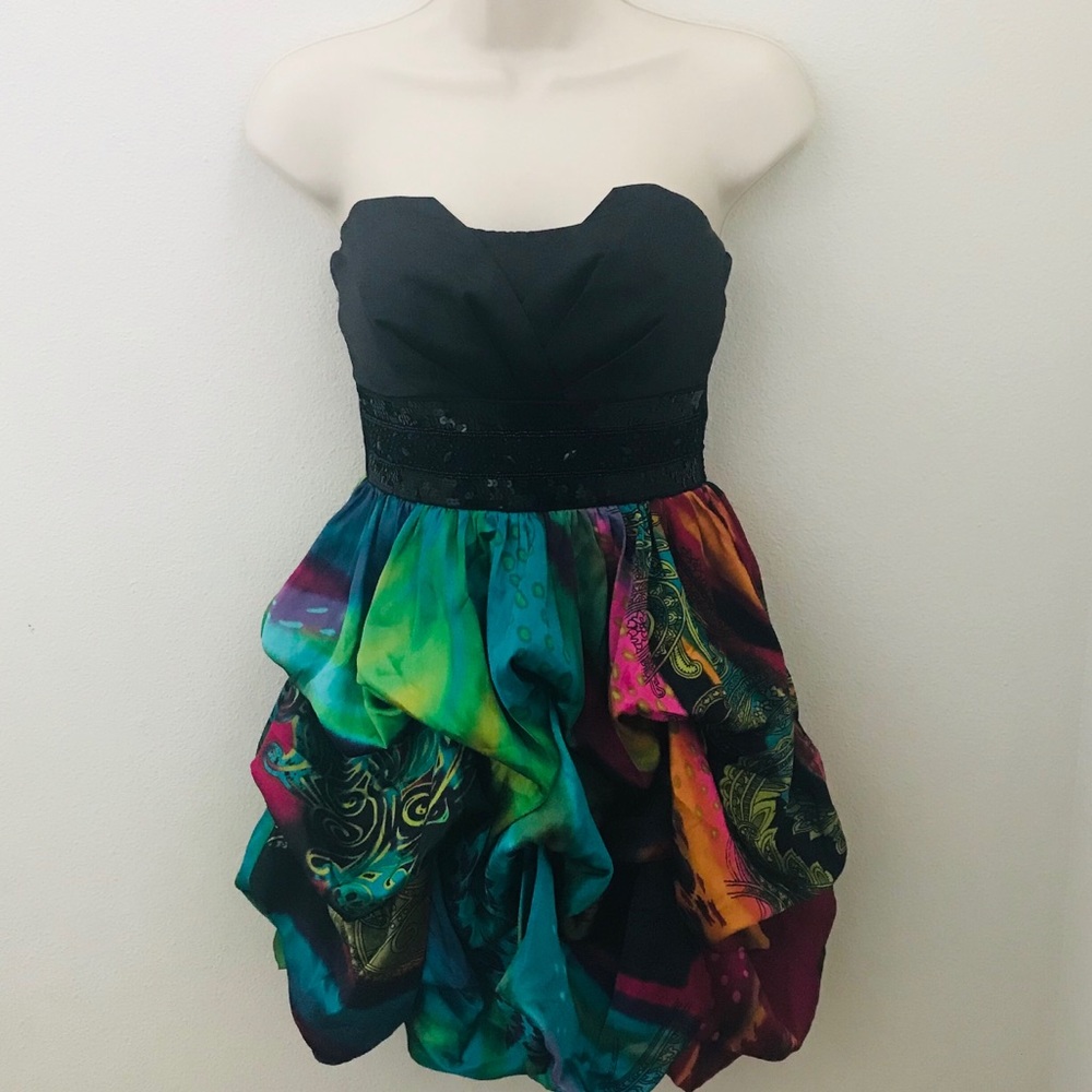 Strapless colorful ruffled short prom dress size 5